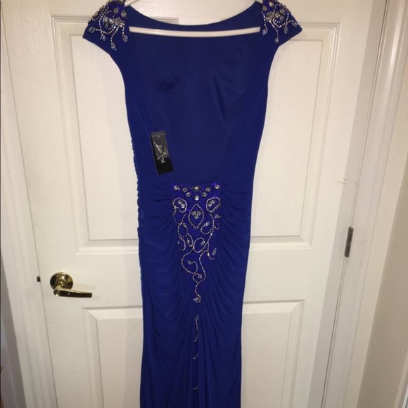 Jovani Designer Evening Dress Prom Dress (Blue) - Picture 3 of 9